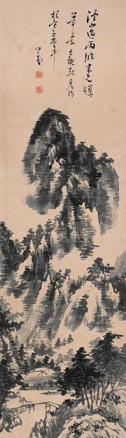 溥心畬 1959年作 溪山过雨图 立轴
